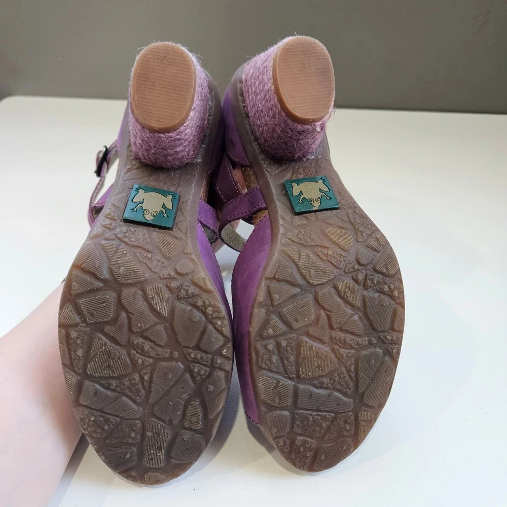 El Naturalista Sandals Heel Purple Leather Mary Jane Peep Toe 37 Wedding Guest